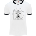 Vitruvian Biker Motorcycle Motorbike Mens White Ringer T-Shirt White/Black