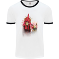 Two Colourful Chickens Watercolour Mens White Ringer T-Shirt White/Black