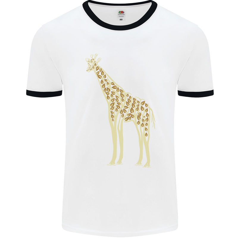 Giraffe Ecology Mens White Ringer T-Shirt White/Black