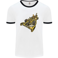 Steampunk Racing Car Mens White Ringer T-Shirt White/Black