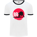 Japanese Wolf Japan Mens White Ringer T-Shirt White/Black