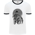 Gas Mask & Dog Apocalypse Armed Militia Mens White Ringer T-Shirt White/Black