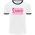 Breast Cancer Awareness Nobody Fights Alone Mens White Ringer T-Shirt White/Black