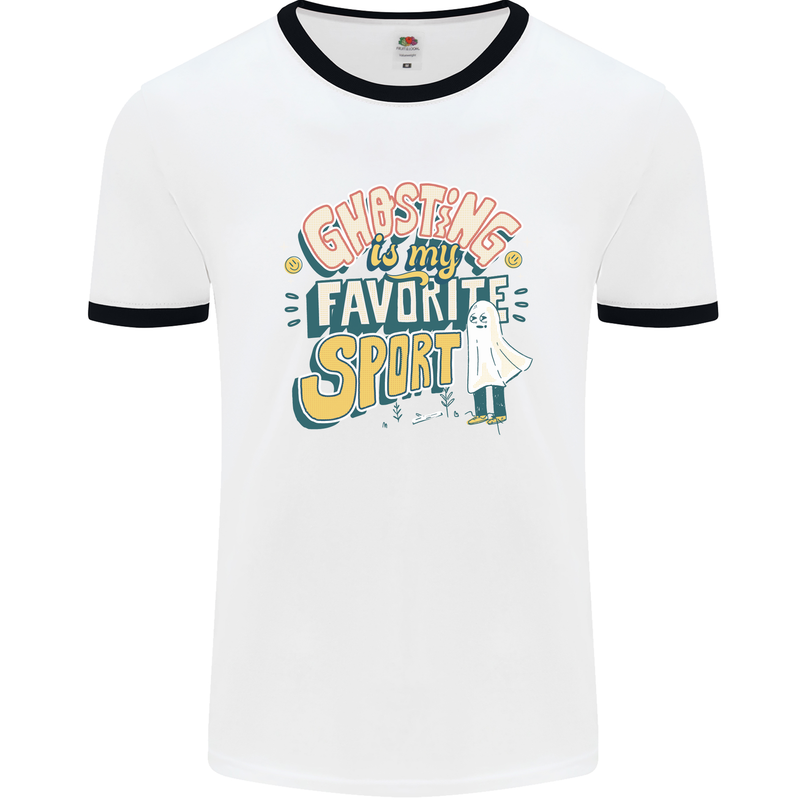 Ghosting Sport Funny Anti Valentines Day Mens Ringer T-Shirt White/Black
