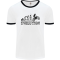 Evolution of Motorcycle Motorbike Biker Mens White Ringer T-Shirt White/Black