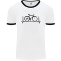 Cycling Heart Beat Bike Bicycle Cyclist ECG Mens White Ringer T-Shirt White/Black