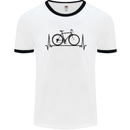 Cycling Heart Beat Bike Bicycle Cyclist ECG Mens White Ringer T-Shirt White/Black