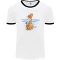 Funny Tiger Cat Reflection Mens White Ringer T-Shirt White/Black