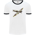 A Supermarine Spitfire Fying Solo Mens White Ringer T-Shirt White/Black