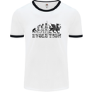 Evolution of Welsh Rugby Player Union Funny Mens White Ringer T-Shirt White/Black