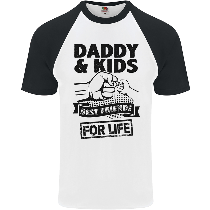 Daddy & Kids Best Friends Father's Day Mens S/S Baseball T-Shirt White/Black