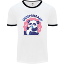 Indepandant Funny Independant Panda Bear Mens White Ringer T-Shirt White/Black