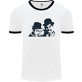 Laurel & Hardy AKA Dick and Doof Mens White Ringer T-Shirt White/Black