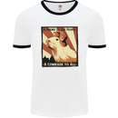 Capybara Comrade Mens Ringer T-Shirt White/Black