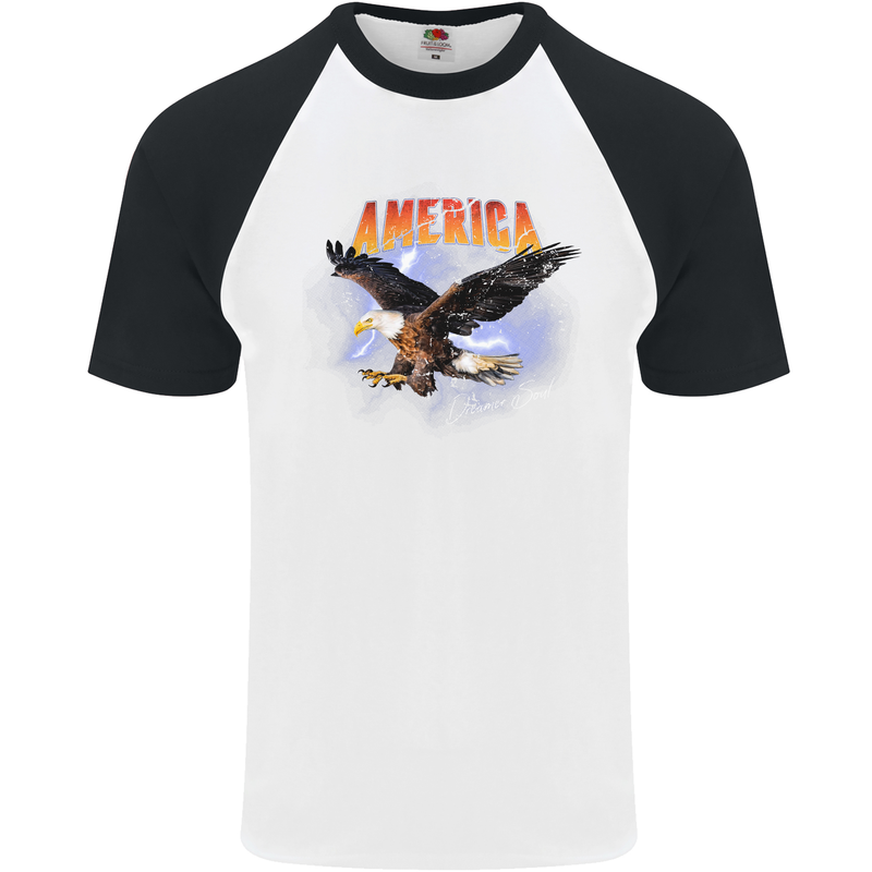 Eagle America Dreamer Soul Mens S/S Baseball T-Shirt White/Black