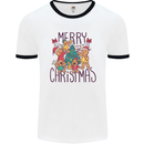Gingerbread Man Merry Christmas Mens White Ringer T-Shirt White/Black