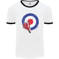 MOD Scooter Motorcycle Motorbike Mens White Ringer T-Shirt White/Black