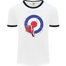 MOD Scooter Motorcycle Motorbike Mens White Ringer T-Shirt White/Black