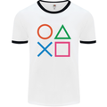 Arcade Game Console Buttons Gaming Gamer Mens White Ringer T-Shirt White/Black