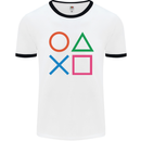 Arcade Game Console Buttons Gaming Gamer Mens White Ringer T-Shirt White/Black