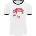 Chinese Zodiac Shengxiao Year of the Pig Mens White Ringer T-Shirt White/Black