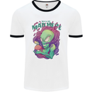 All Mad Here Alien Magic Mushrooms Mens Ringer T-Shirt White/Black