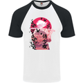 Anime Samurai Woman With Sword Mens S/S Baseball T-Shirt White/Black