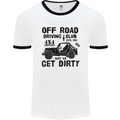 Off Road Driving Club Get Dirty 4x4 Funny Mens White Ringer T-Shirt White/Black