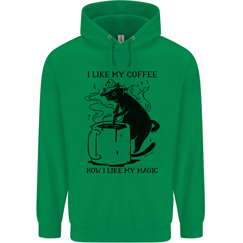 Black Cat Halloween Funny Coffee Childrens Kids Hoodie Irish Green