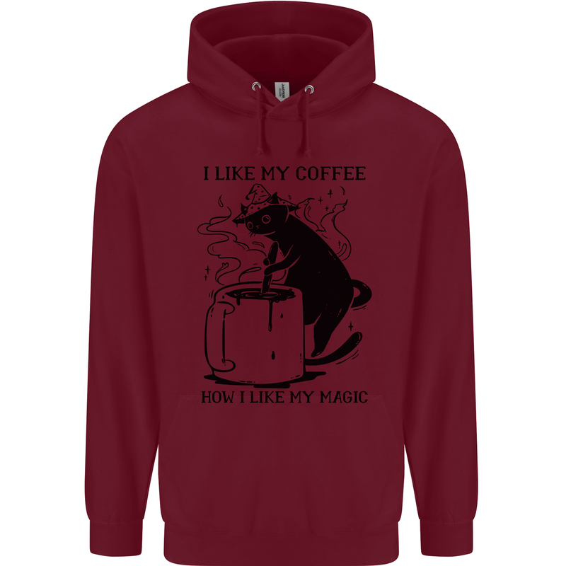 Black Cat Halloween Funny Coffee Childrens Kids Hoodie Maroon