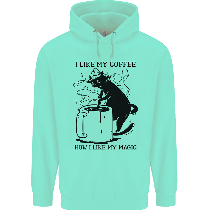 Black Cat Halloween Funny Coffee Childrens Kids Hoodie Peppermint