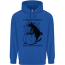 Black Cat Halloween Funny Coffee Childrens Kids Hoodie Royal Blue