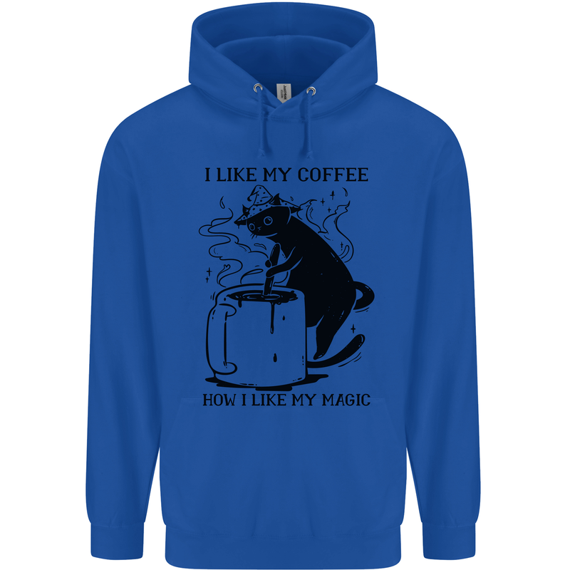 Black Cat Halloween Funny Coffee Childrens Kids Hoodie Royal Blue