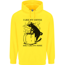 Black Cat Halloween Funny Coffee Childrens Kids Hoodie Yellow