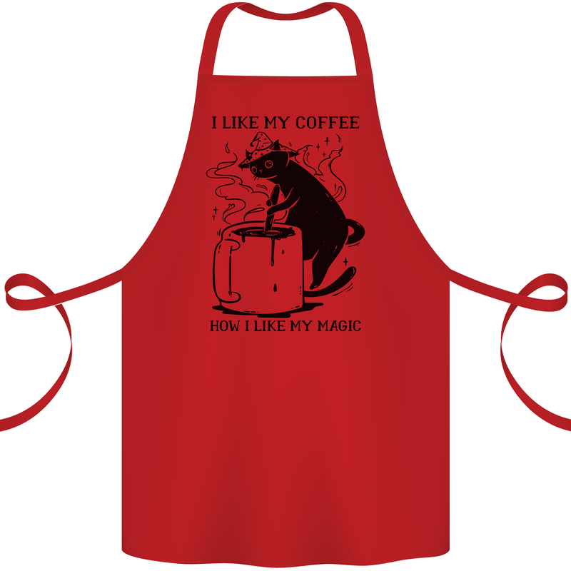 Black Cat Halloween Funny Coffee Cotton Apron 100% Organic Red
