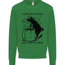 Black Cat Halloween Funny Coffee Kids Sweatshirt Jumper Irish Green