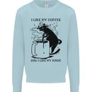 Black Cat Halloween Funny Coffee Kids Sweatshirt Jumper Light Blue