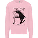 Black Cat Halloween Funny Coffee Kids Sweatshirt Jumper Light Pink