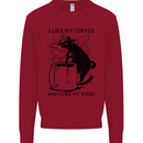 Black Cat Halloween Funny Coffee Kids Sweatshirt Jumper Red