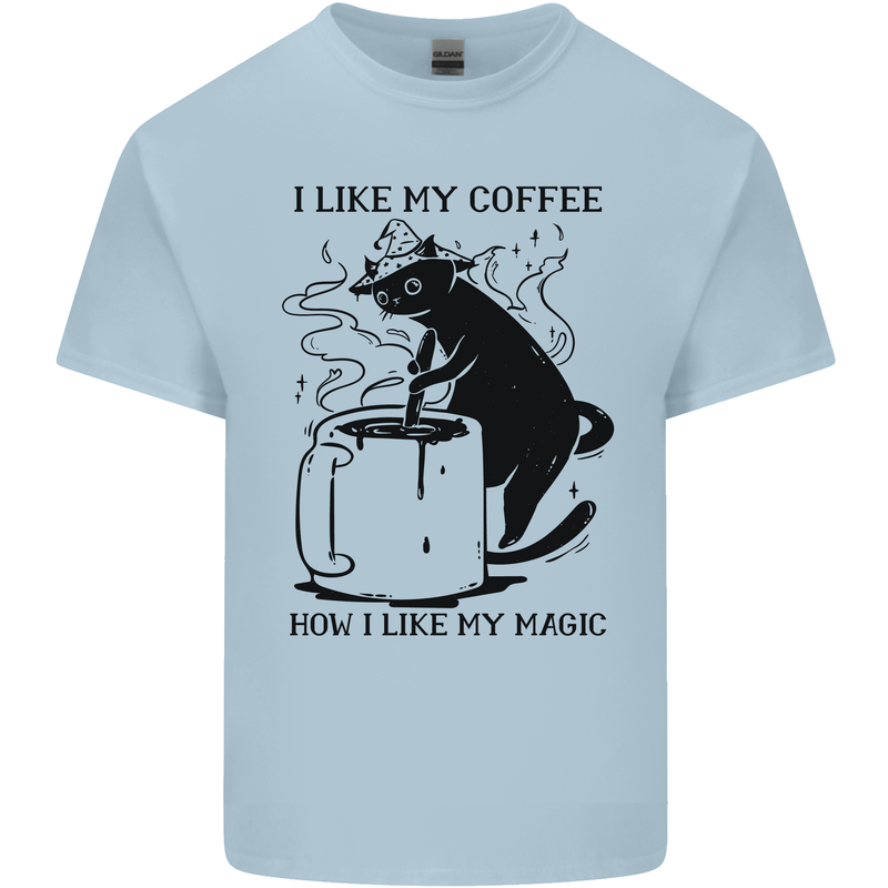 Black Cat Halloween Funny Coffee Kids T-Shirt Childrens Light Blue