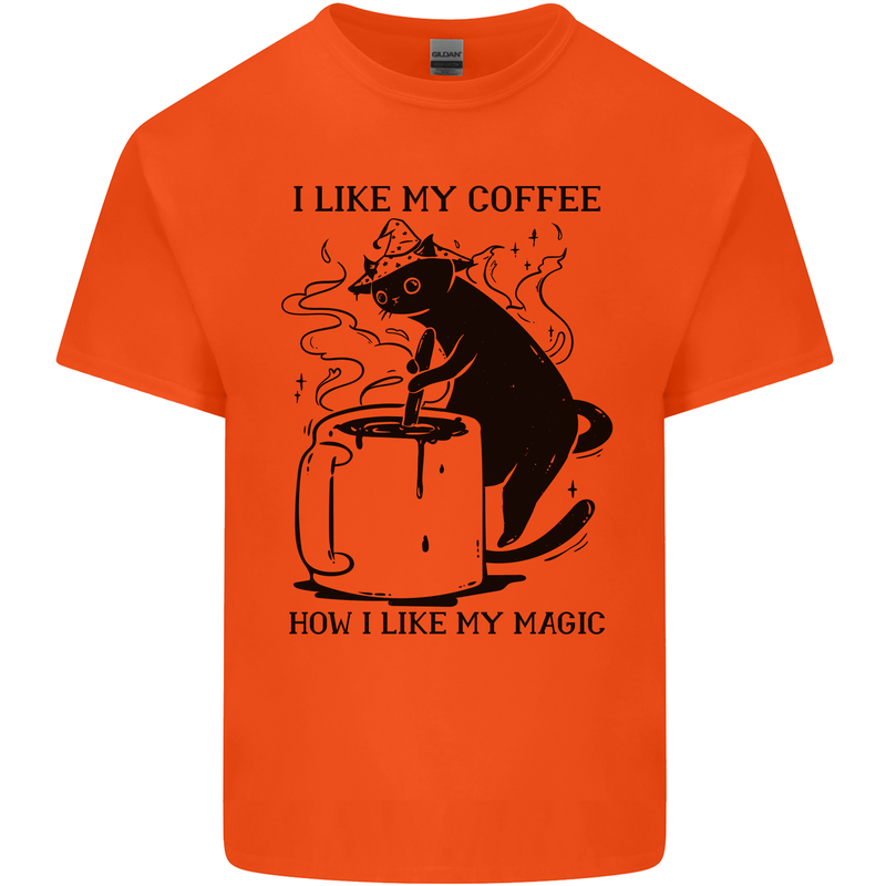 Black Cat Halloween Funny Coffee Kids T-Shirt Childrens Orange