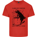 Black Cat Halloween Funny Coffee Kids T-Shirt Childrens Red