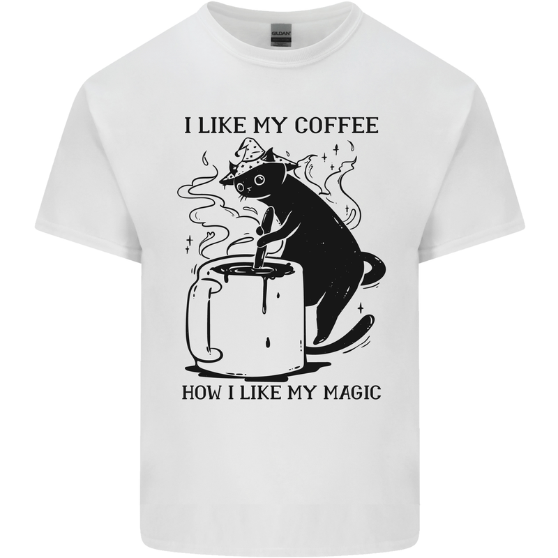 Black Cat Halloween Funny Coffee Kids T-Shirt Childrens White