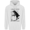 Black Cat Halloween Funny Coffee Mens 80% Cotton Hoodie White