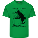 Black Cat Halloween Funny Coffee Mens Cotton T-Shirt Tee Top Irish Green