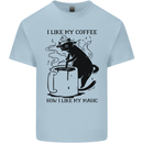 Black Cat Halloween Funny Coffee Mens Cotton T-Shirt Tee Top Light Blue