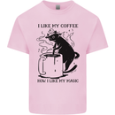 Black Cat Halloween Funny Coffee Mens Cotton T-Shirt Tee Top Light Pink