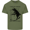 Black Cat Halloween Funny Coffee Mens Cotton T-Shirt Tee Top Military Green