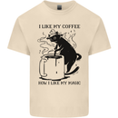 Black Cat Halloween Funny Coffee Mens Cotton T-Shirt Tee Top Natural