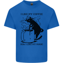 Black Cat Halloween Funny Coffee Mens Cotton T-Shirt Tee Top Royal Blue